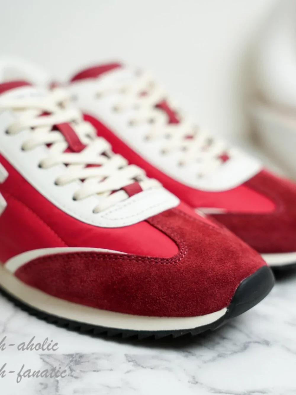 Tory Burch T-Logo Nylon Suede Vintage Sneaker 2.0 in Tory Red / White NIB